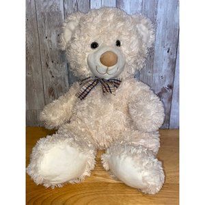 Homerbest Soft Ivory Teddy Bear Plush Plaid Bow Stuffed Animal Soft Toy 16"